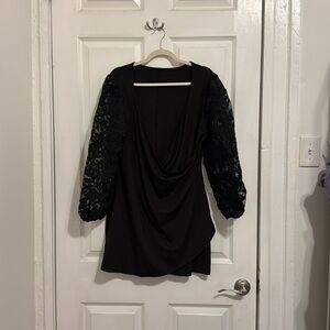 Black accent slip mini dress